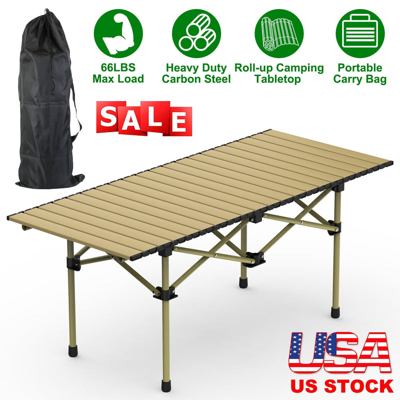 Load image into Gallery viewer, Folding Camping Table Portable Lightweight Carbon Steel Roll-up Picnic BBQ Desk with Carry Bag Heavy Duty for Outdoor Beach Backyard Party Patio Campi

