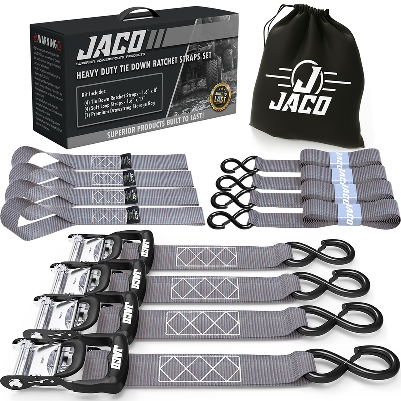Load image into Gallery viewer, Heavy Duty Ratchet Tie Down Straps with Soft Loops (1.6" x 8 ft) | AAR Certified Break Strength (5,208 lbs)

