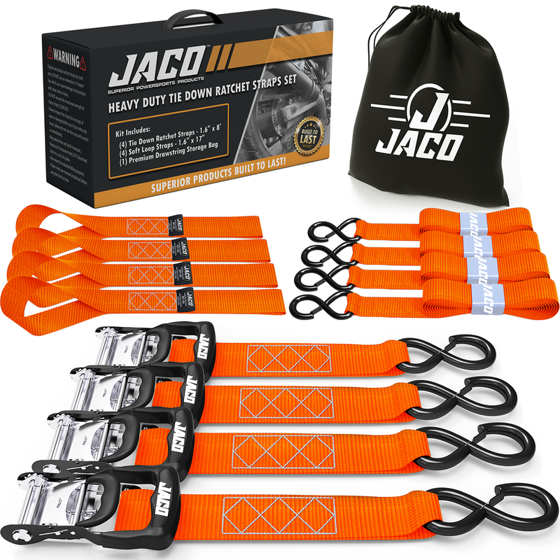 Load image into Gallery viewer, Heavy Duty Ratchet Tie Down Straps with Soft Loops (1.6" x 8 ft) | AAR Certified Break Strength (5,208 lbs)
