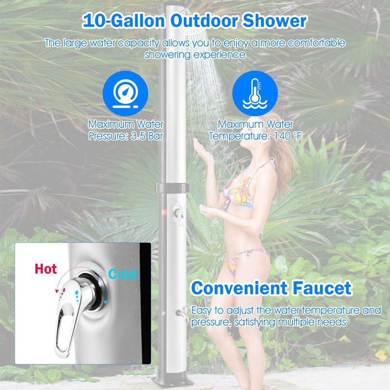 Load image into Gallery viewer, 7.2 Feet Solar-Heated Outdoor Shower with Free-Rotating Shower Head
