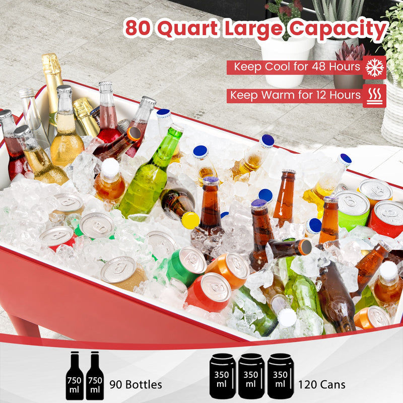 Load image into Gallery viewer, Red Portable Outdoor Patio Cooler Cart

