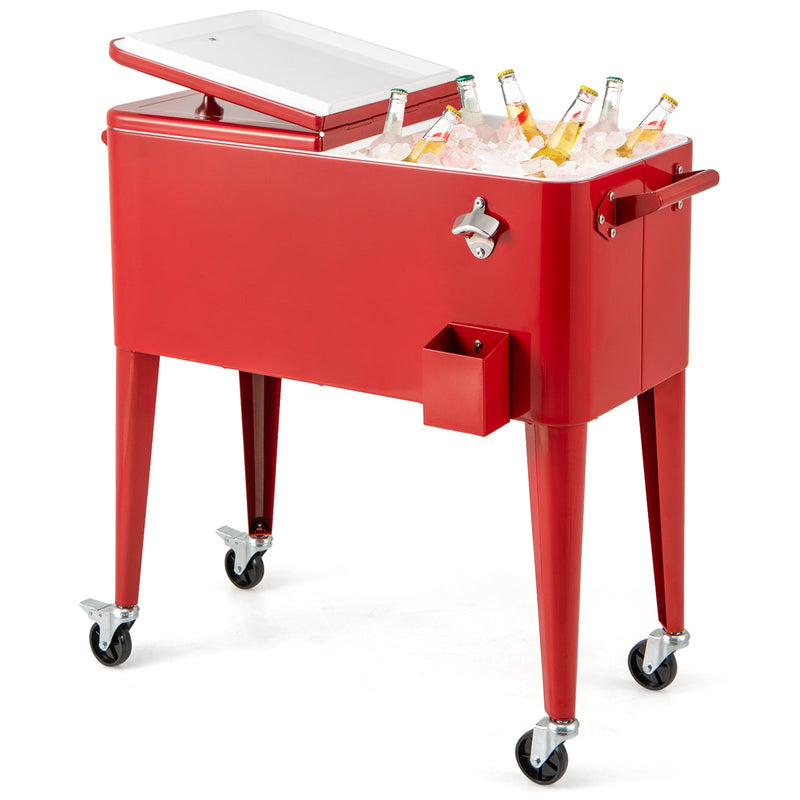 Load image into Gallery viewer, Red Portable Outdoor Patio Cooler Cart
