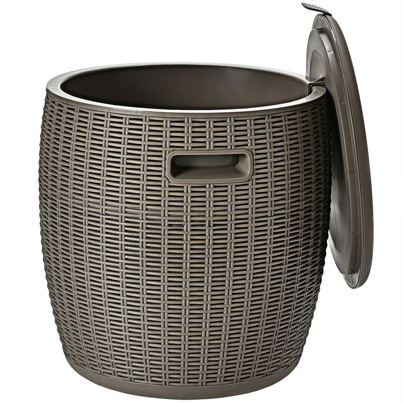 Load image into Gallery viewer, 9.5 Gallon 4-in-1 Patio Rattan Cool Bar Cocktail Table Side Table
