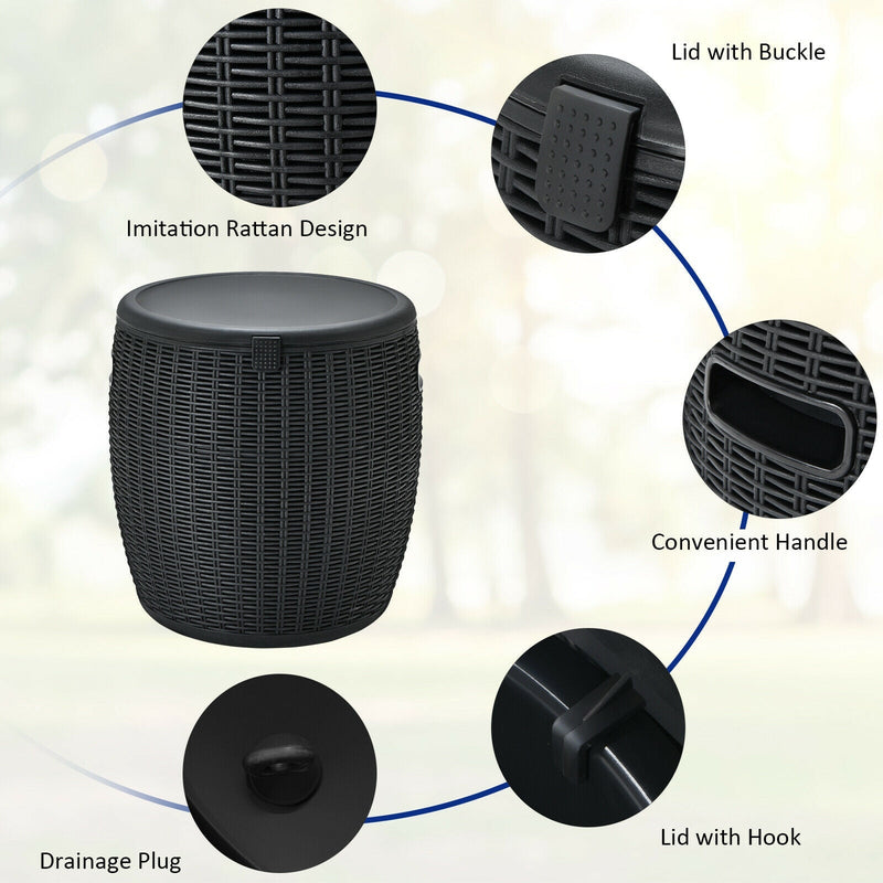 Load image into Gallery viewer, 9.5 Gallon 4-in-1 Patio Rattan Cool Bar Cocktail Table Side Table
