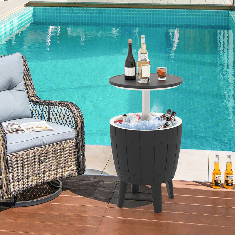 Load image into Gallery viewer, 10 Gallon Cooler Bar Table Outdoor Coffee Table Ice Bucket with Telescopic Tabletop for Beer and Wine
