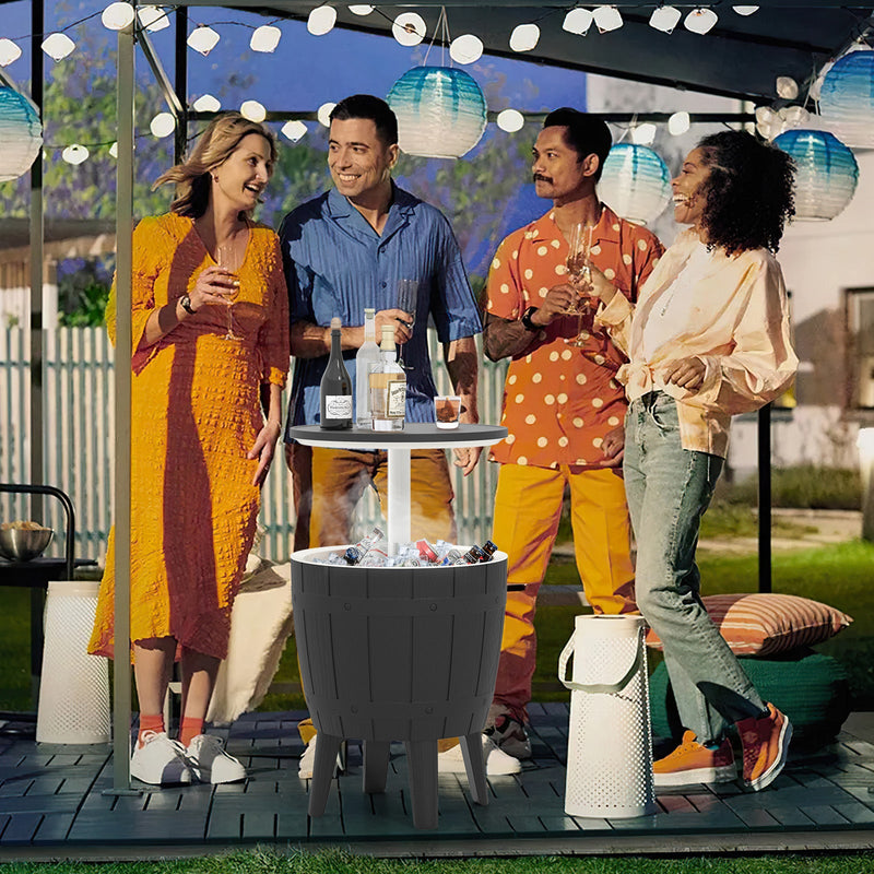 Load image into Gallery viewer, 10 Gallon Cooler Bar Table Outdoor Coffee Table Ice Bucket with Telescopic Tabletop for Beer and Wine
