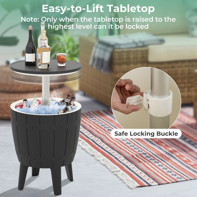 Load image into Gallery viewer, 10 Gallon Cooler Bar Table Outdoor Coffee Table Ice Bucket with Telescopic Tabletop for Beer and Wine
