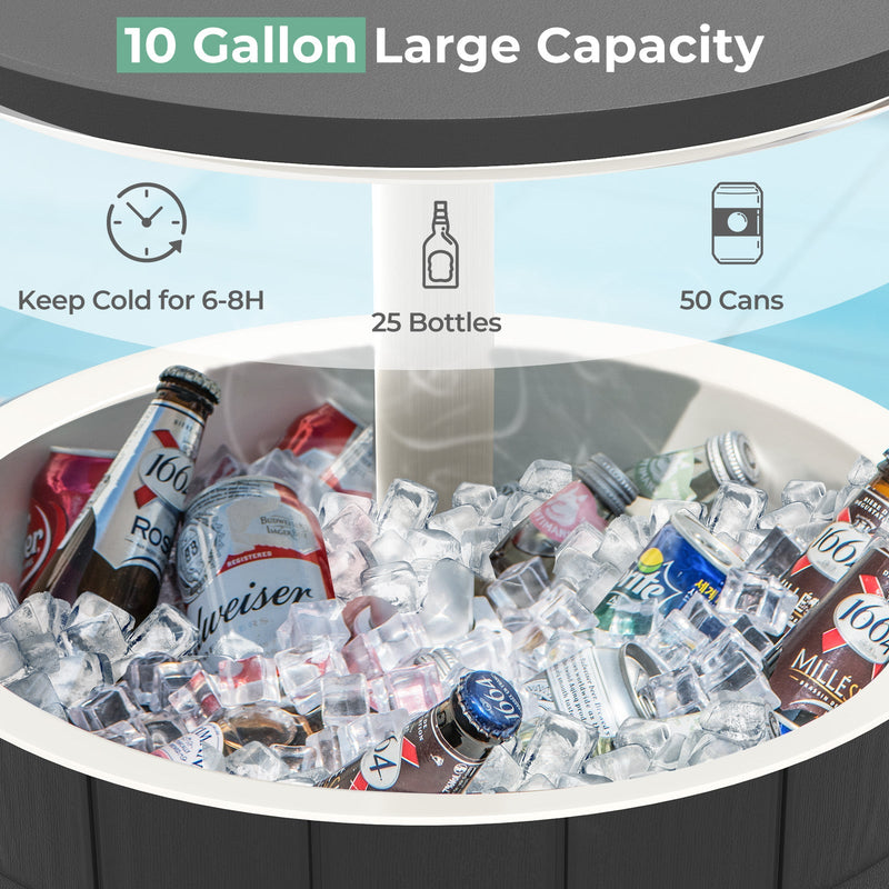 Load image into Gallery viewer, 10 Gallon Cooler Bar Table Outdoor Coffee Table Ice Bucket with Telescopic Tabletop for Beer and Wine
