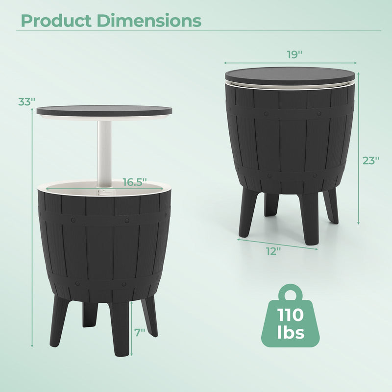 Load image into Gallery viewer, 10 Gallon Cooler Bar Table Outdoor Coffee Table Ice Bucket with Telescopic Tabletop for Beer and Wine
