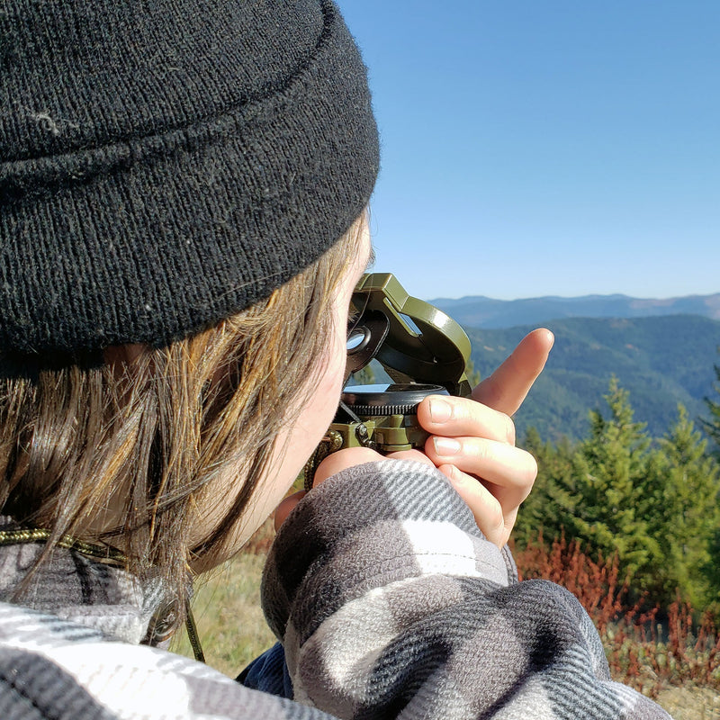 Load image into Gallery viewer, Scout™ Lensatic Compass - Traditional Phosphorescent Military Style with Nylon Carry Pouch - OD Green
