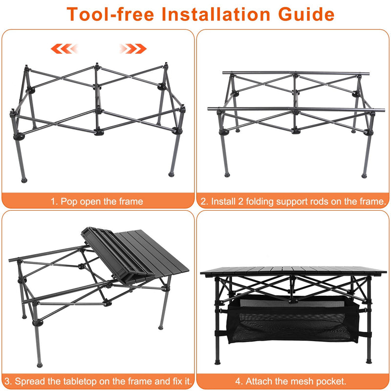 Load image into Gallery viewer, Folding Camping Table Portable Lightweight Aluminum Roll-up Picnic BBQ Desk with Carrying Bag Heavy Duty Outdoor Beach Backyard Party Patio
