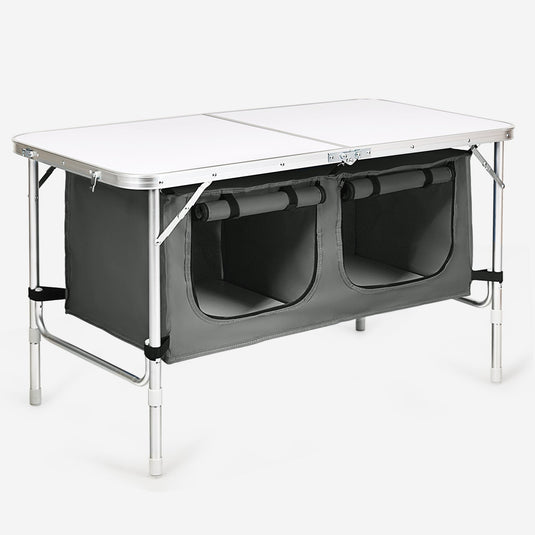Height Adjustable Folding Camping Table-Gray