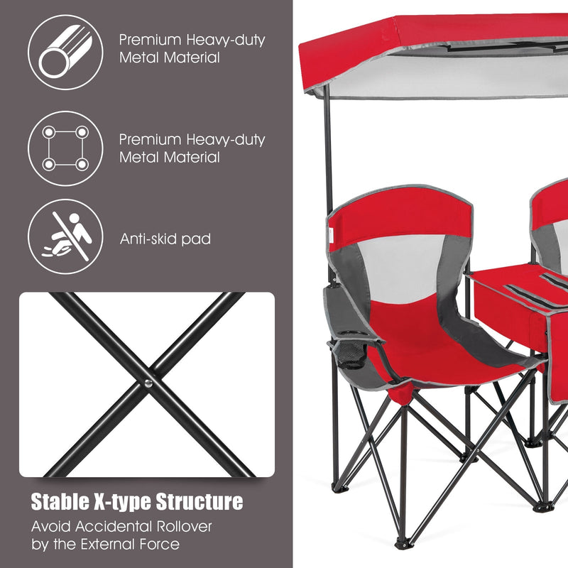 Load image into Gallery viewer, Portable Folding Camping Canopy Chairs with Cup Holder
