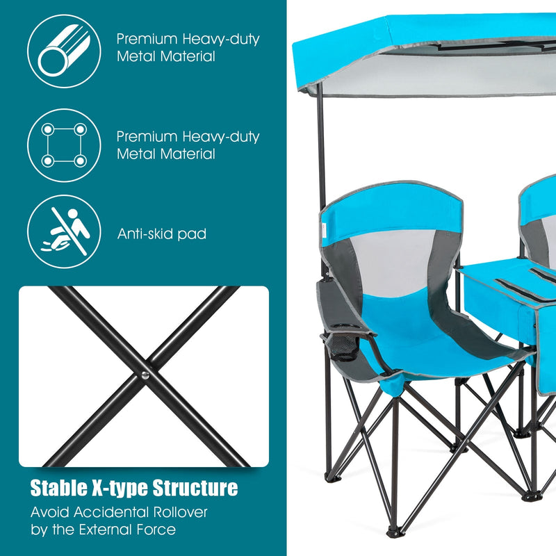Load image into Gallery viewer, Portable Folding Camping Canopy Chairs with Cup Holder

