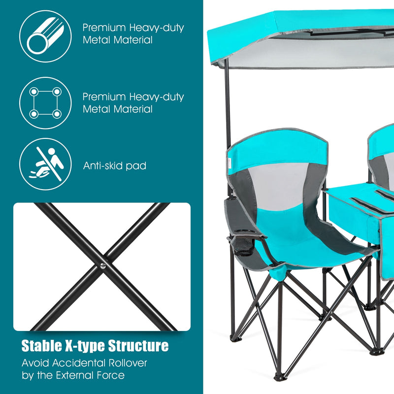 Load image into Gallery viewer, Portable Folding Camping Canopy Chairs with Cup Holder
