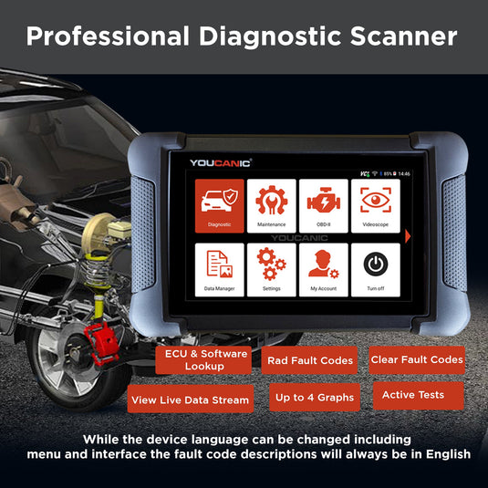 YOUCANIC UCAN-II-C Pro OBD2 Scanner – Full-System Diagnostics, Bi-Directional Control, Coding, Special Functions & Free Lifetime Updates