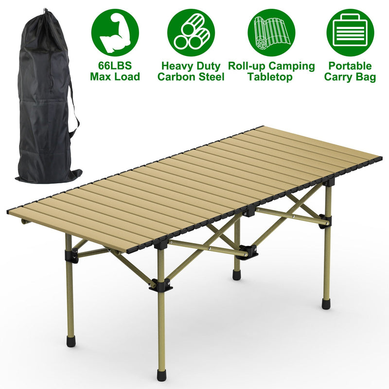 Load image into Gallery viewer, Folding Camping Table Portable Lightweight Carbon Steel Roll-up Picnic BBQ Desk with Carry Bag Heavy Duty for Outdoor Beach Backyard Party Patio Campi
