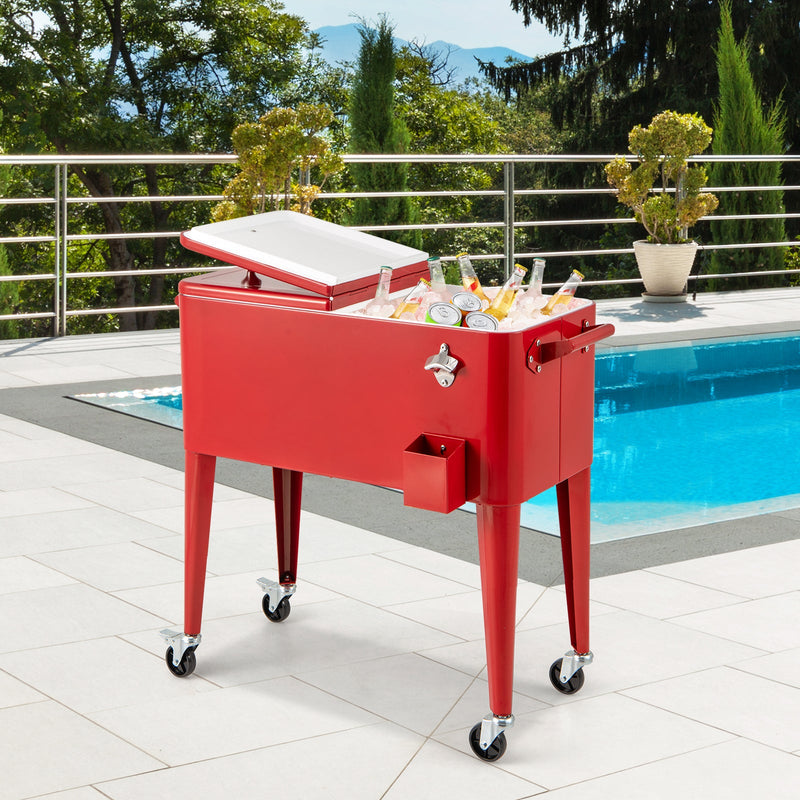Load image into Gallery viewer, Red Portable Outdoor Patio Cooler Cart
