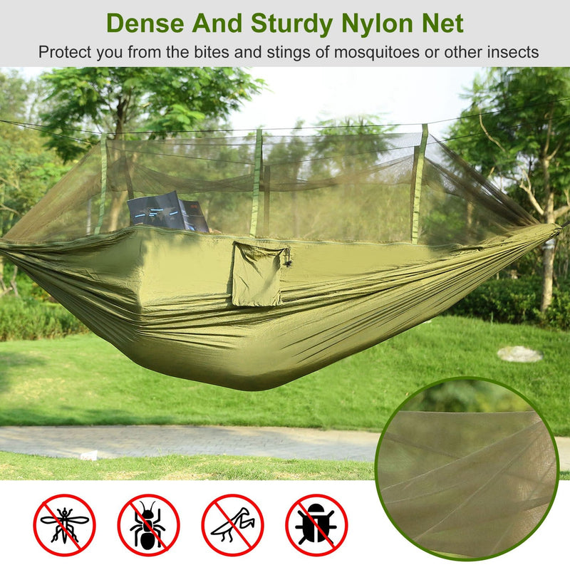Load image into Gallery viewer, 600lbs Load 2 Persons Hammock w/Mosquito Net Outdoor Hiking Camping Hommock Portable Nylon Swing Hanging Bed w/ Strap Hook Carry Bag
