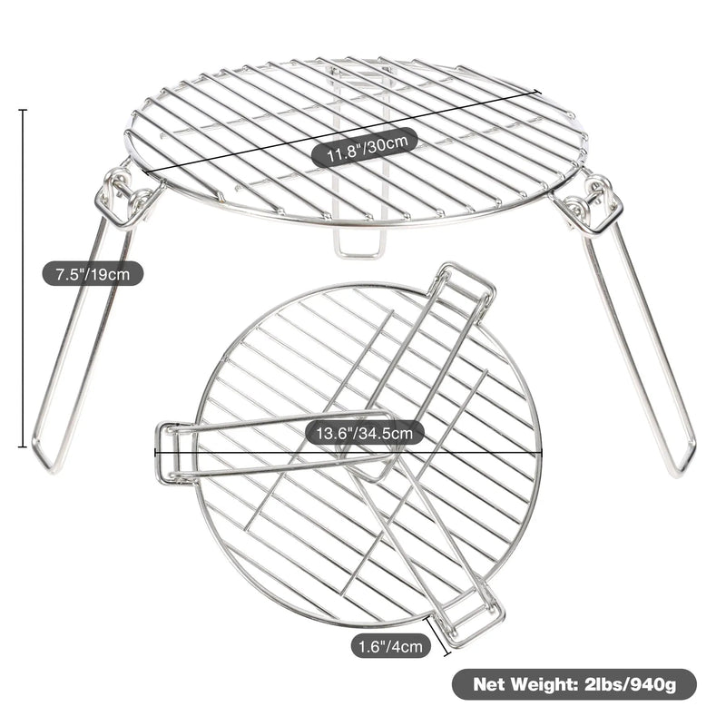 Load image into Gallery viewer, Portable Round Campfire Grill Grate with Foldable Legs, 12”
