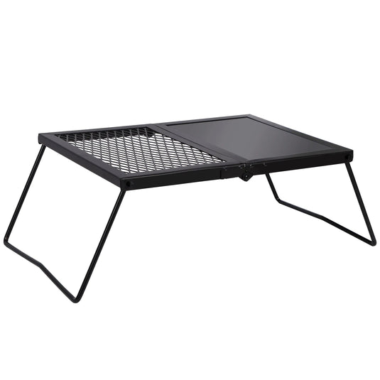 Portable Heavy Duty Folding Steel Campfire Grill Grate for Outdoor Cooking, Black
