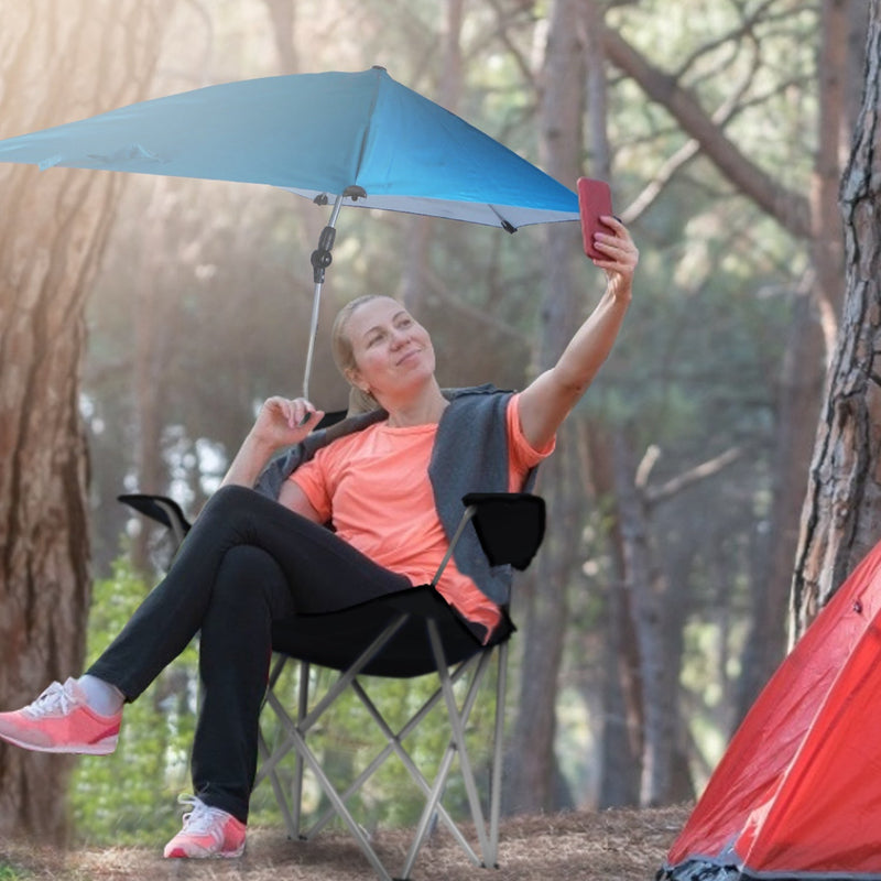 Load image into Gallery viewer, Foldable Beach Chair with Detachable Umbrella Armrest Adjustable Canopy Stool with Cup Holder Carry Bag for Camping Poolside Travel Picnic Lawn Chair
