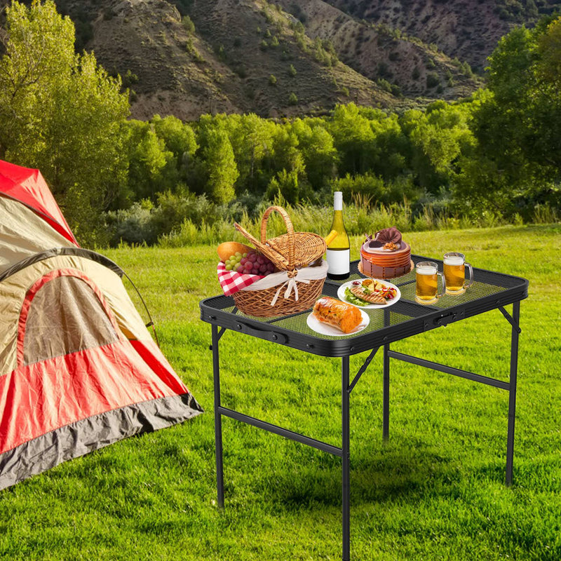 Load image into Gallery viewer, 35.62x23.42x25.9in Foldable Camping Table Collapsible Picnic Aluminum Alloy Grill Stand 88LBS Max Load Height Adjustable BBQ Table
