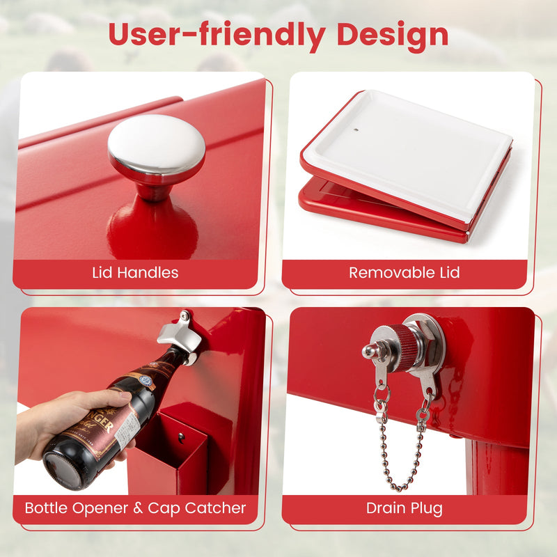 Load image into Gallery viewer, Red Portable Outdoor Patio Cooler Cart
