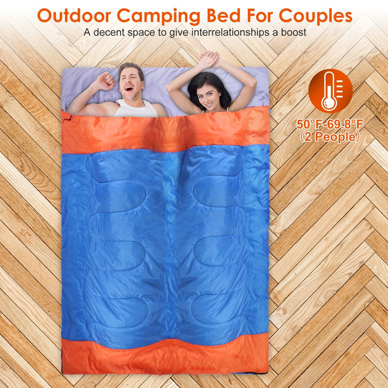 Load image into Gallery viewer, 3 People Sleeping Bag for Adult Kids Lightweight Water Resistant Camping Cotton Liner Cold Warm Weather Indoor Outdoor Use 3 Season with Sack for Spri
