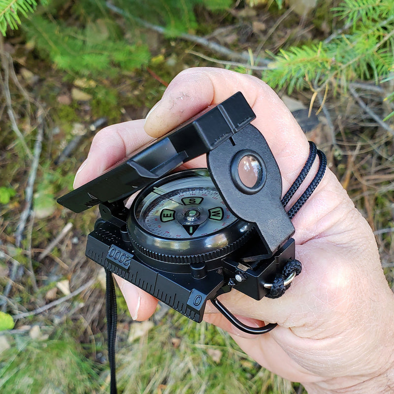 Load image into Gallery viewer, Scout™ Lensatic Compass - Traditional Phosphorescent Military Style - Black
