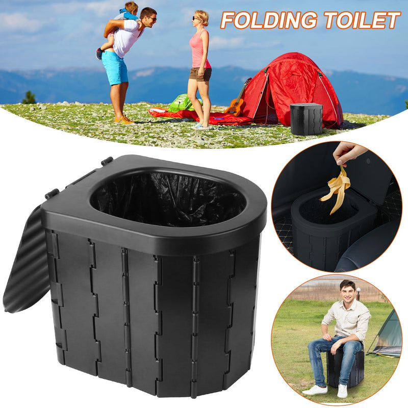 Load image into Gallery viewer, Foldable Emergency Toilet Portable Porta Potty for Car Travel Camping Boating Hiking Cleanable Travel Commode with Lid Carry Bag 1 Roll Garbage Bags
