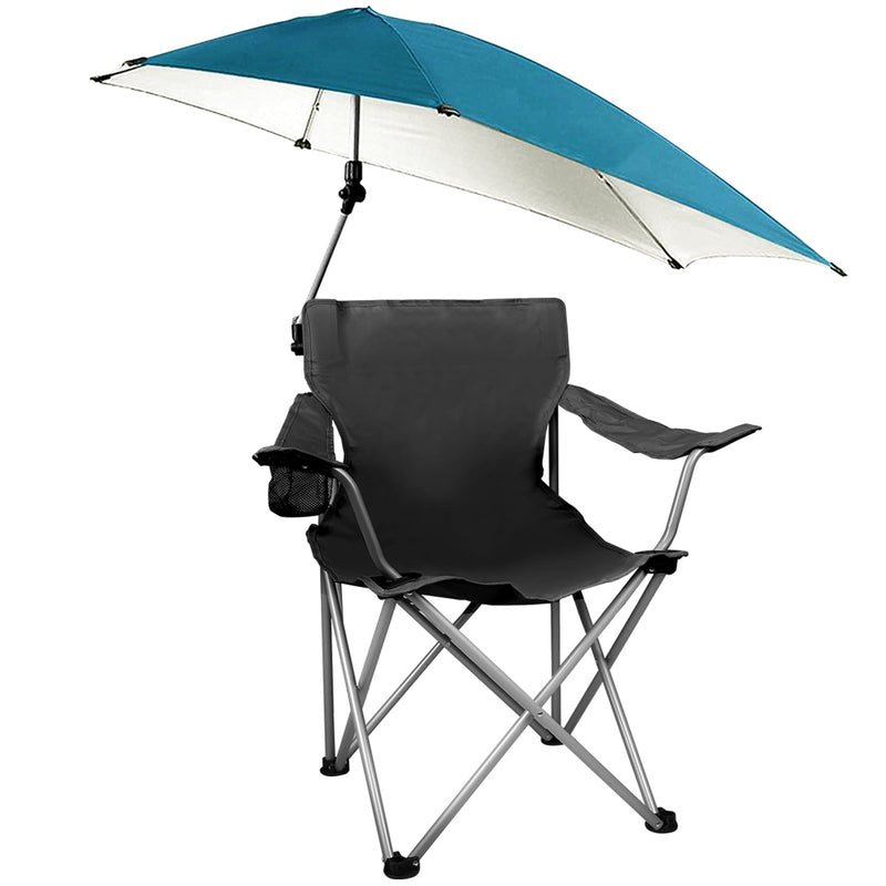 Load image into Gallery viewer, Foldable Beach Chair with Detachable Umbrella Armrest Adjustable Canopy Stool with Cup Holder Carry Bag for Camping Poolside Travel Picnic Lawn Chair
