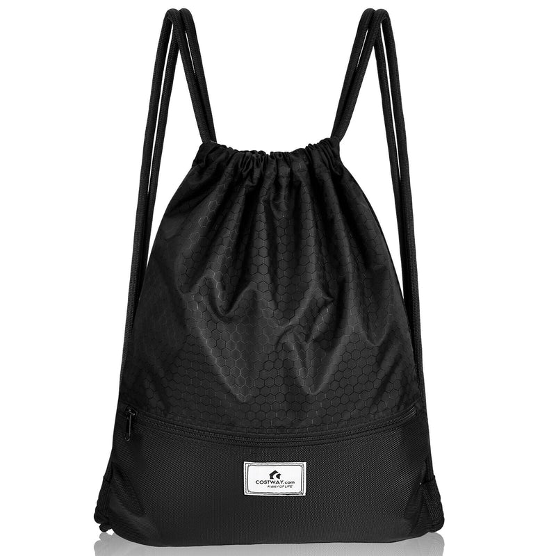 Load image into Gallery viewer, Drawstring Backpack String Bag Foldable Sports Sack with Zipper Pocket
