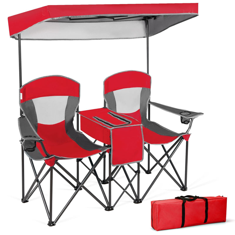 Load image into Gallery viewer, Portable Folding Camping Canopy Chairs with Cup Holder
