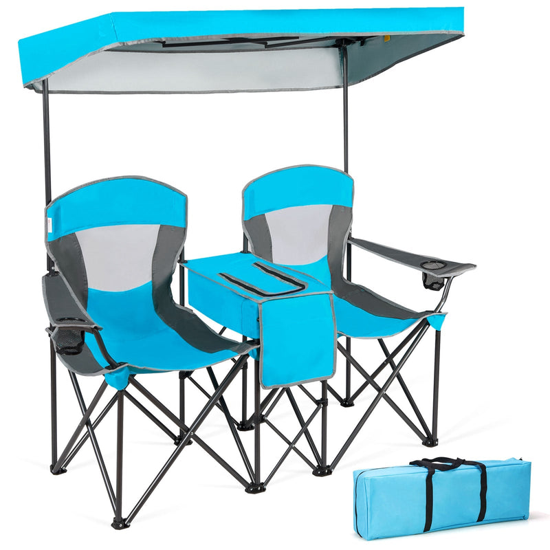 Load image into Gallery viewer, Portable Folding Camping Canopy Chairs with Cup Holder
