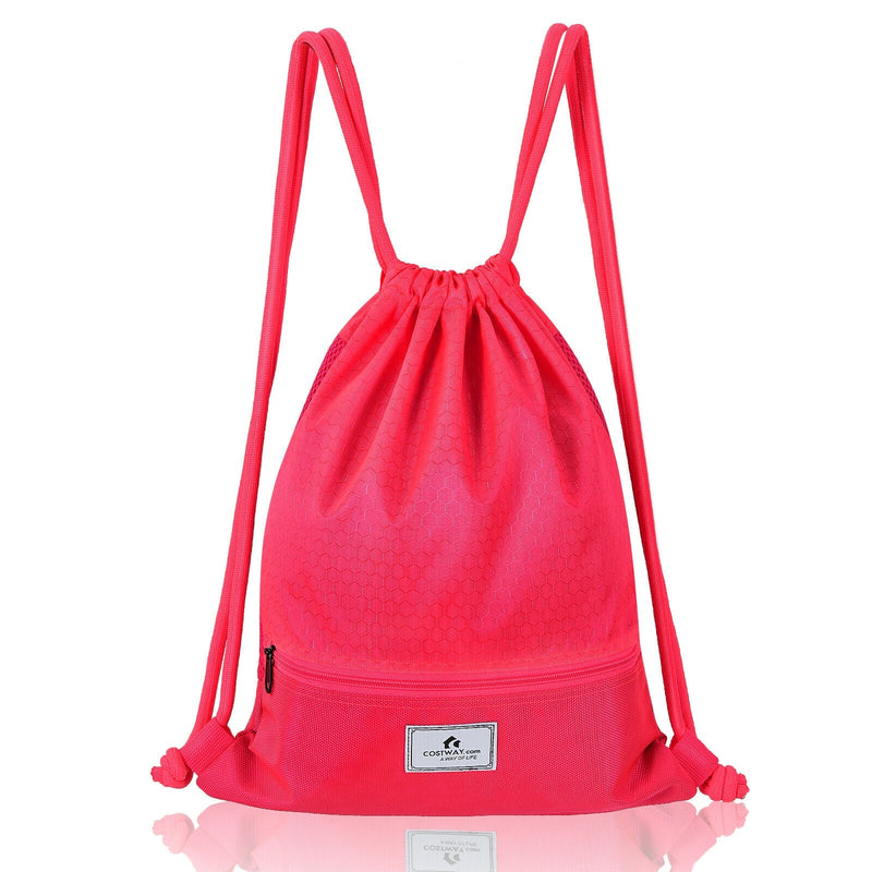 Load image into Gallery viewer, Drawstring Backpack String Bag Foldable Sports Sack with Zipper Pocket
