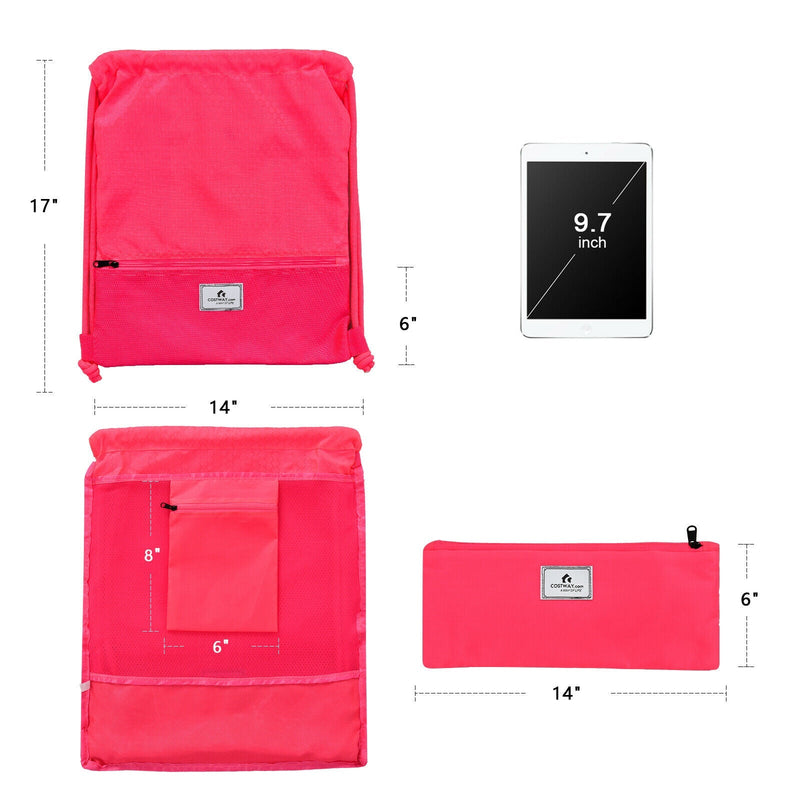 Load image into Gallery viewer, Drawstring Backpack String Bag Foldable Sports Sack with Zipper Pocket
