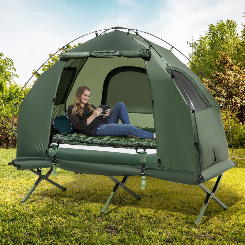 Load image into Gallery viewer, 1-Person Folding Camping Tent with Sunshade and Air Mattress
