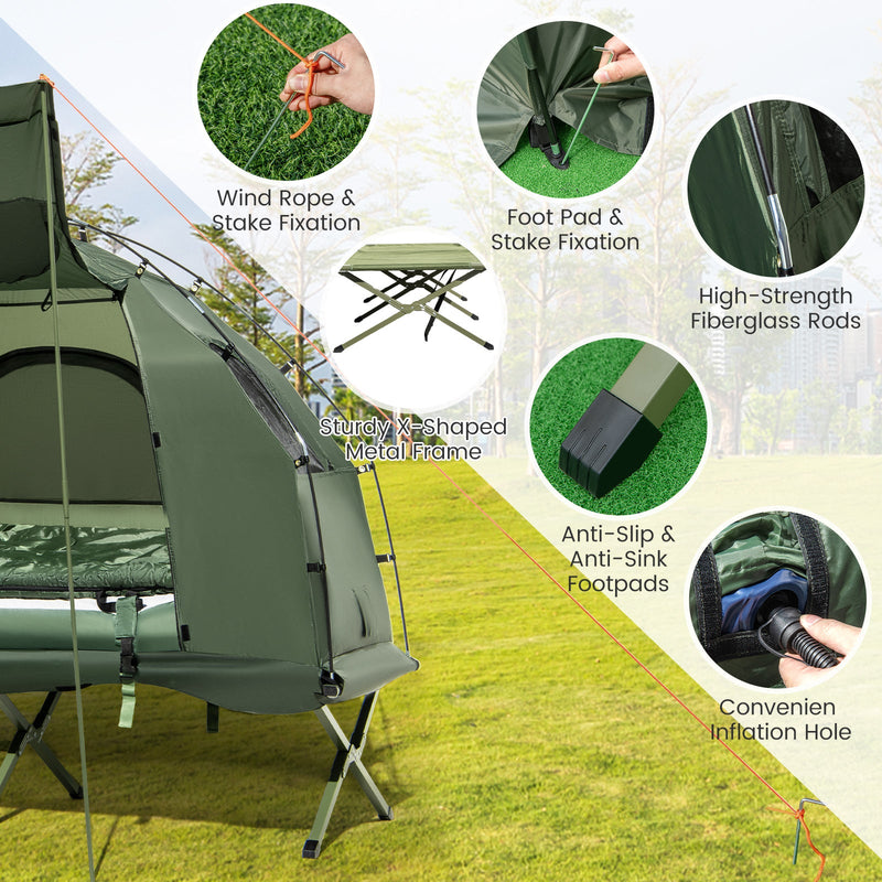 Load image into Gallery viewer, 1-Person Folding Camping Tent with Sunshade and Air Mattress
