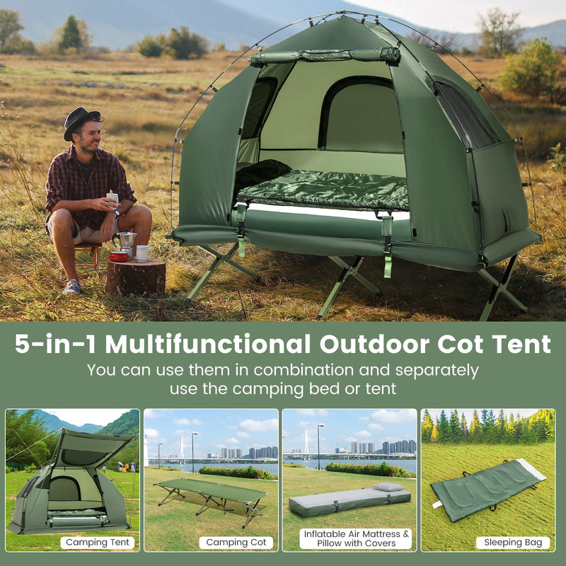 Load image into Gallery viewer, 1-Person Folding Camping Tent with Sunshade and Air Mattress
