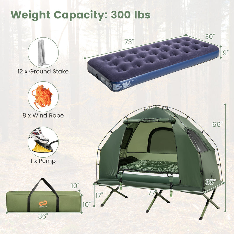 Load image into Gallery viewer, 1-Person Folding Camping Tent with Sunshade and Air Mattress
