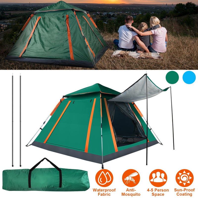 Load image into Gallery viewer, 4-5 Person Camping Tent Outdoor Foldable Waterproof Tent with 2 Mosquito Nets Windows Carrying Bag for Hiking Climbing Adventure Fishing
