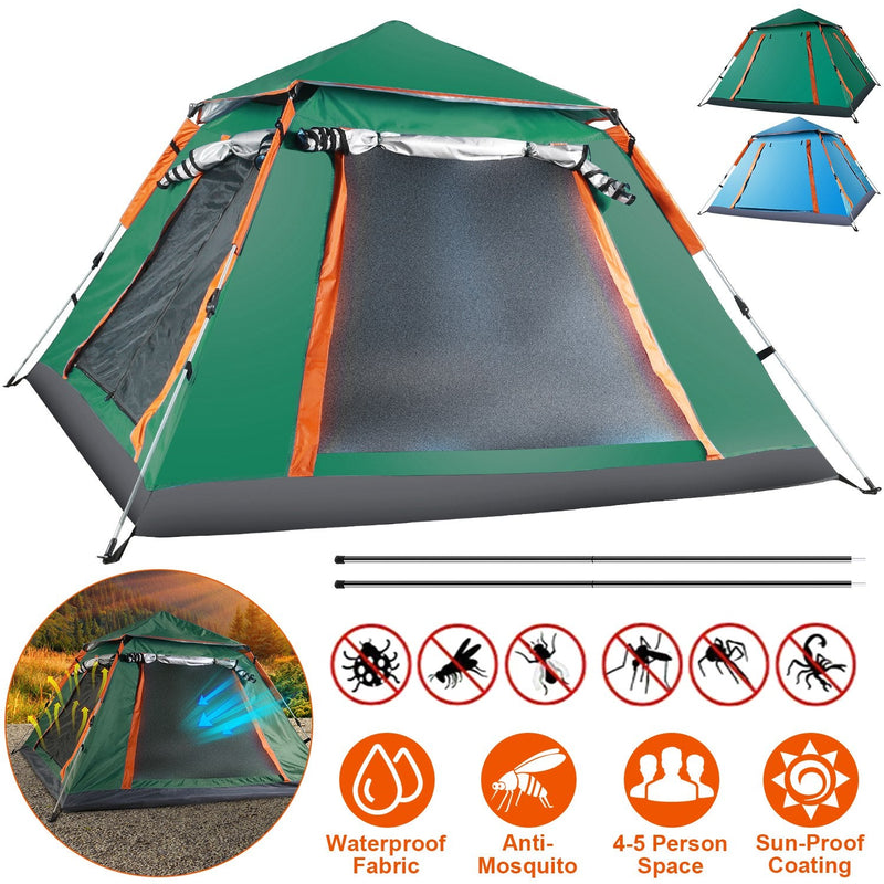 Load image into Gallery viewer, 4-5 Person Camping Tent Outdoor Foldable Waterproof Tent with 2 Mosquito Nets Windows Carrying Bag for Hiking Climbing Adventure Fishing

