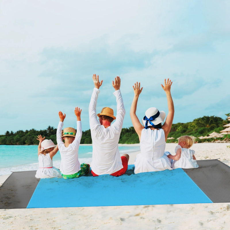 Load image into Gallery viewer, 108x96.46in Sand Proof Picnic Blanket Water Resistant Foldable Camping Beach Mat w/ 4 Anchors 1 Carry Bag For 4-6 People
