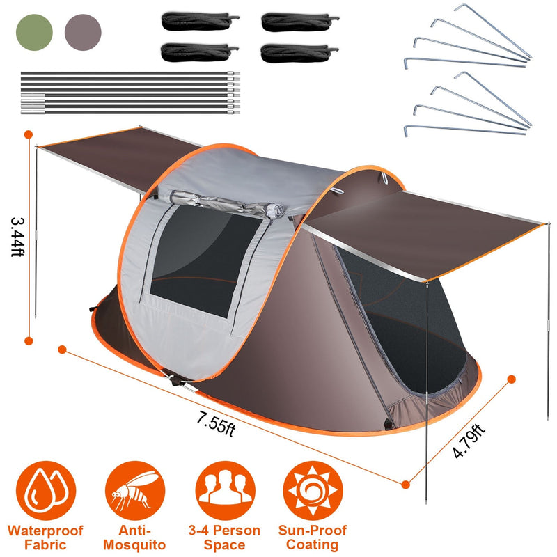 Load image into Gallery viewer, 3-4 Person Pop Up Tent Automatic Setup Camping Tent Waterproof Instant Setup Tent with 2 Mosquito Net Windows Carrying Bag for Hiking Climbing Adventu
