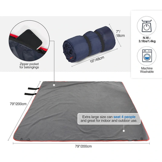 Outdoor Waterproof Blanket with Warm Fleece