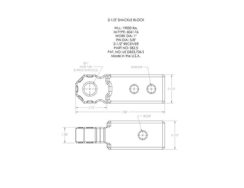 Load image into Gallery viewer, Shackle Block 2.5" Assembly - Grey

