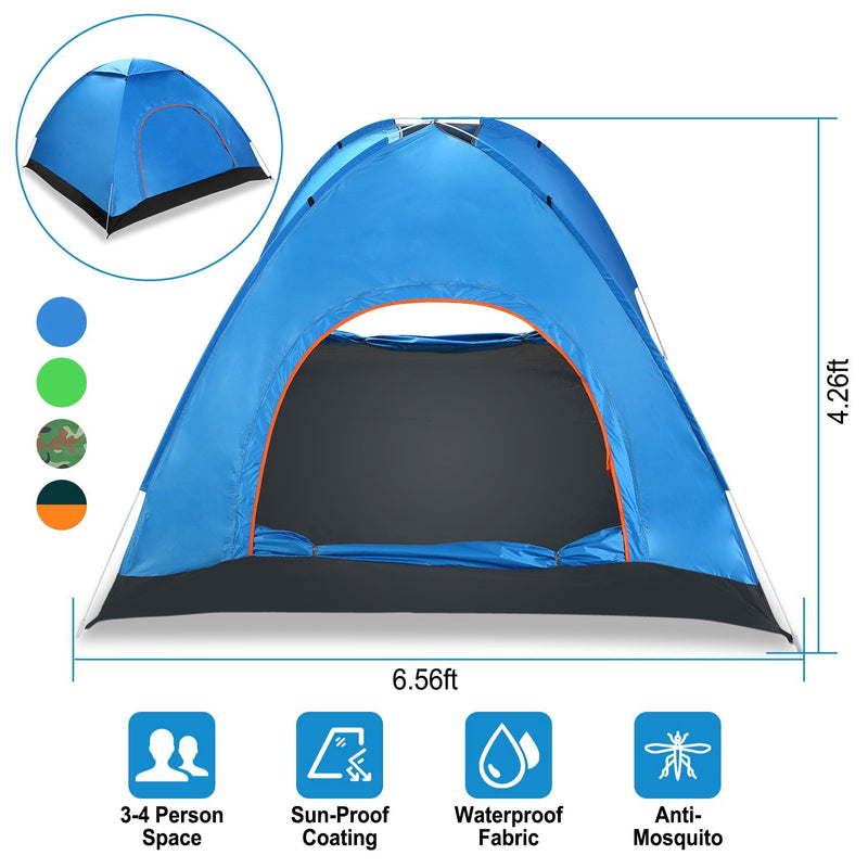 Load image into Gallery viewer, 4 Persons Camping Waterproof Tent Pop Up Tent Instant Setup Tent w/2 Mosquito Net Doors Carrying Bag Folding 4 Seasons for Hiking Climbing Adventure F
