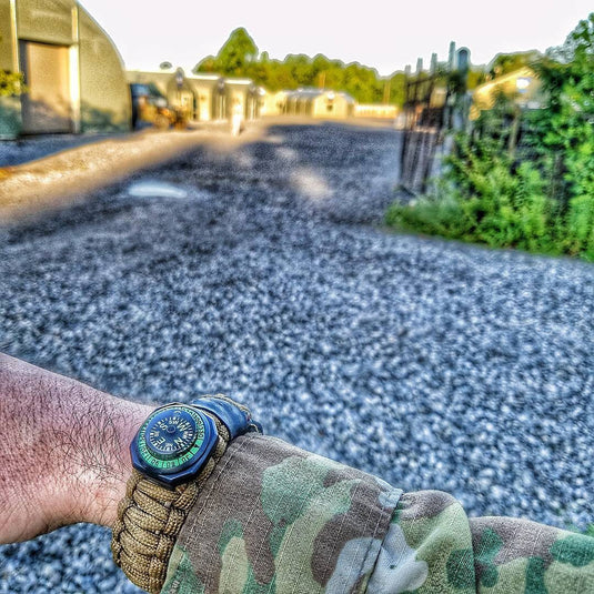 The Escape Evade Pathfinder: Military & Tactical Strap w/ SERE kit, Compass, Kevlar Saw, Cuff Key.