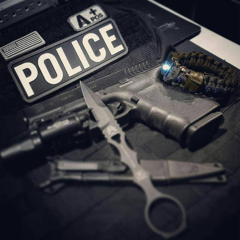 Load image into Gallery viewer, First Responder Strap - Police LEO backup duty gear w/ light, cuff key, seatbelt cutter, compass.

